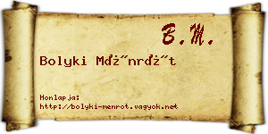 Bolyki Ménrót névjegykártya